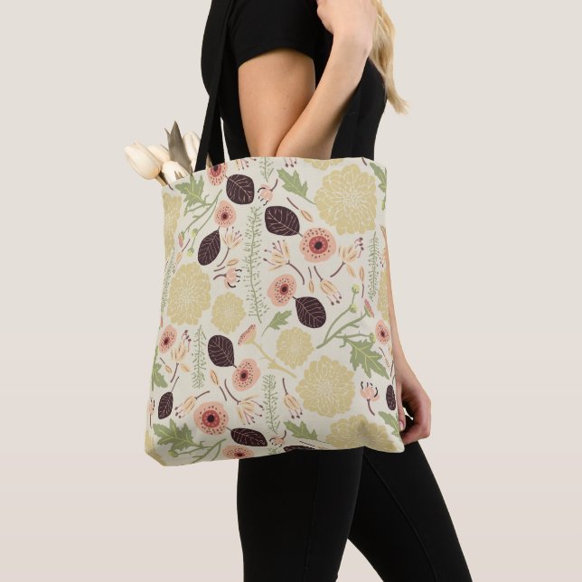 Tote Bag Fleurs de fleur de fleur de crème florale (De près)