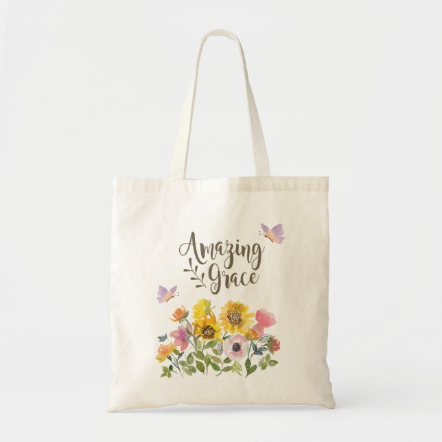 Tote Bag Fleurs de grâce Extraordinaires et papillons chrét (Devant)