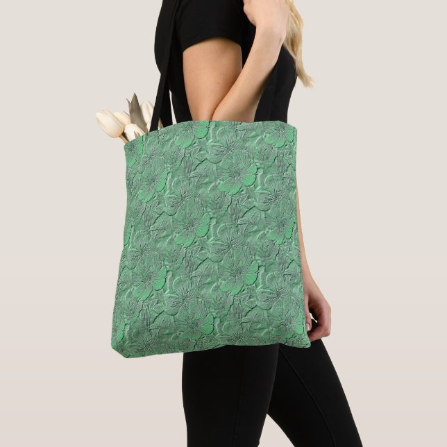 Tote Bag Fleurs de marguerite verte Motif d'art naturel (De près)