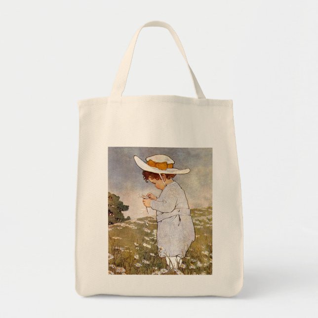 Tote Bag Fleurs de marguerites de cueillette d'enfants anti (Devant)