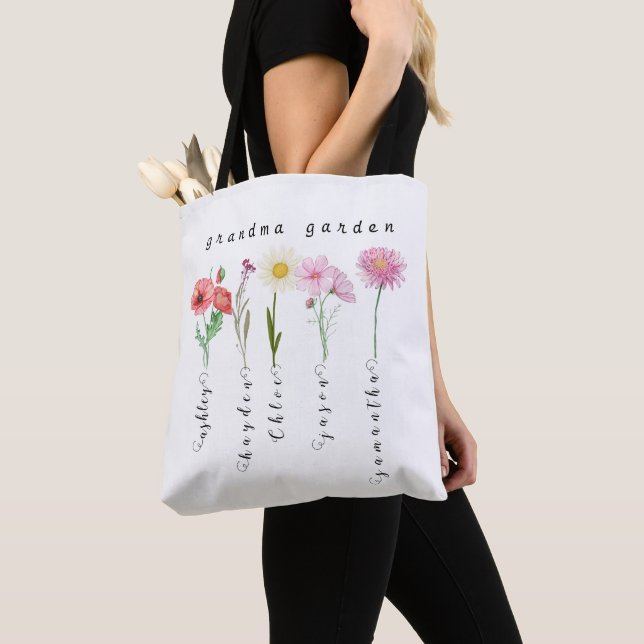 Tote Bag Fleurs de naissance de jardin de grand-mère person (De près)