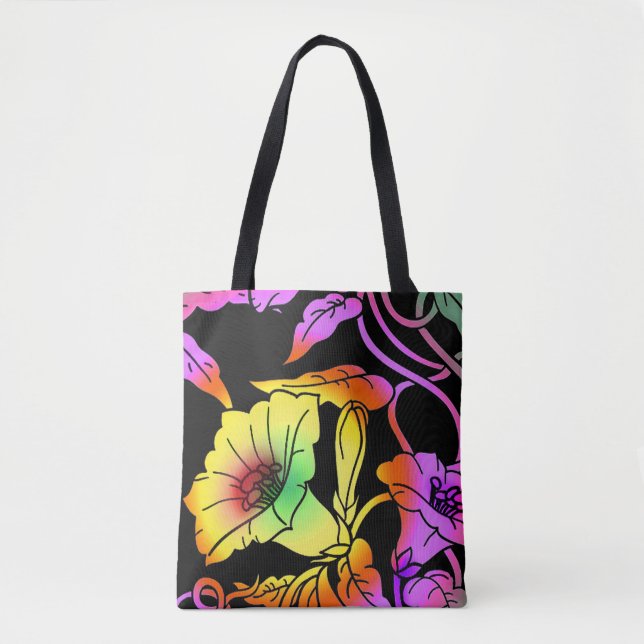 Tote Bag Fleurs de néon (Devant)
