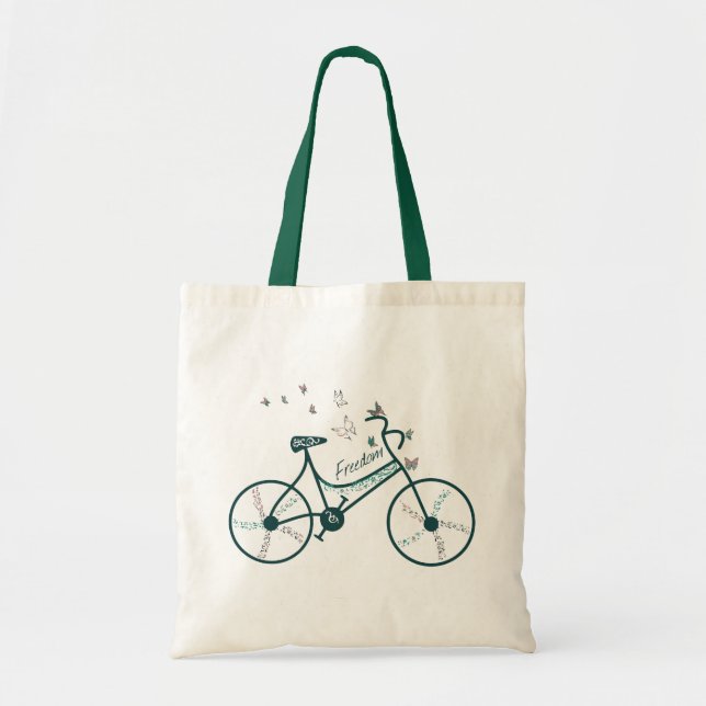 Tote Bag Fleurs de papillons délicates et fans de vélos de  (Devant)