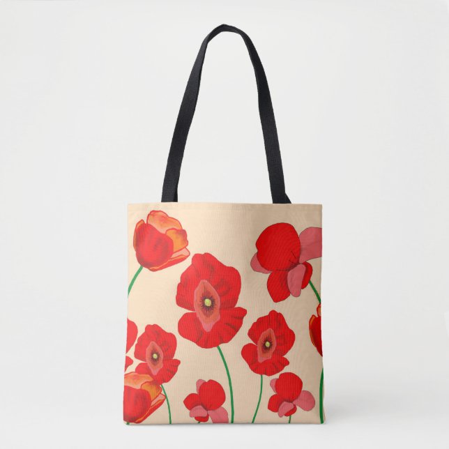 Tote Bag Fleurs de pavot rouge sur l'illustration Arrière - (Devant)