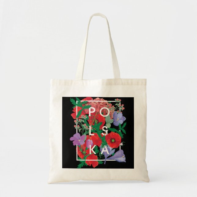 Tote Bag Fleurs de Pologne Word Art - Polska polonaise Prid (Devant)