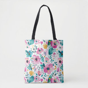 Tote Bag Fleurs de printemps colorées motif