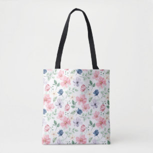 Tote Bag Fleurs de printemps et Motif Feuille