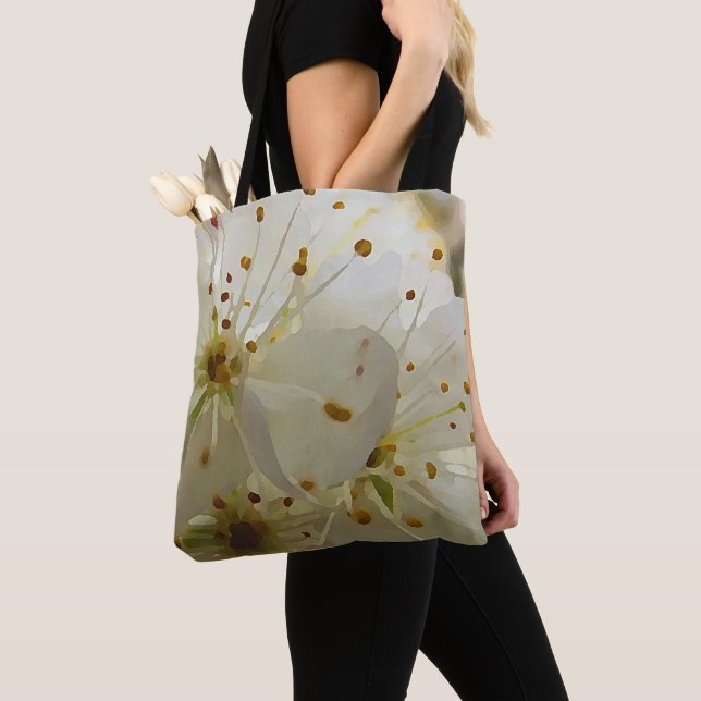 Tote Bag Fleurs de prune sauvage Art impressionniste (De près)