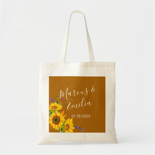 Tote Bag Fleurs de soleil d'automne Mariage personnalisé (Devant)