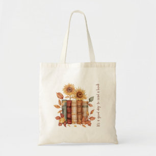 Tote Bag Fleurs de soleil et feuilles d'automne - Lecture d