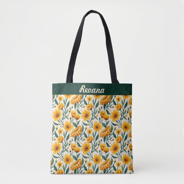 Tote Bag Fleurs de soleil et tasses à beurre (Devant)