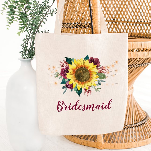 Tote Bag Fleurs de soleil florales de Bridesmaid (Créateur téléchargé)