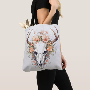 Tote Bag Fleurs délicieuses au crâne animal