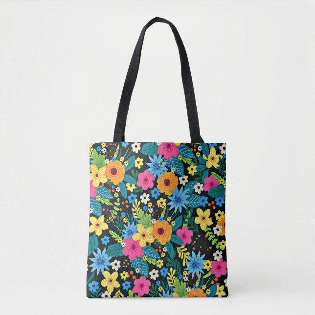 Tote Bag Fleurs Ditsy Vibrantes Motif Floral Design-43785 (Devant)