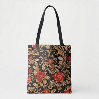 Tote Bag Fleurs dorées : Floral opulent
