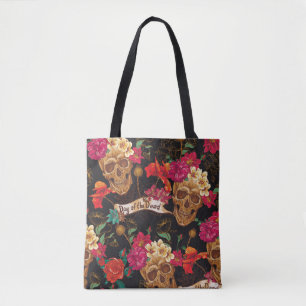 Tote Bag Fleurs du crâne Jour Arrière - plan mort
