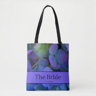 Tote Bag Fleurs élégantes bleu poussiéreux violet