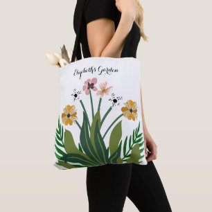 Tote Bag Fleurs Élégantes Modernes Aquarelle Jardin Personn
