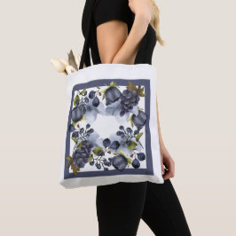 Tote Bag Fleurs et fruits bleus dans le cadre