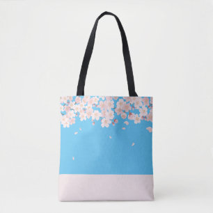 Tote Bag Fleurs et papillons : Monogramme bleu Facultatif