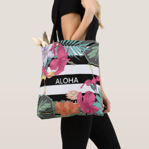 Tote Bag Fleurs Feuilles Floral Tropical Chic Botanique
