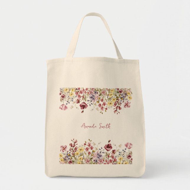Tote Bag Fleurs florales Customisées (Devant)