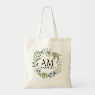 Tote Bag Fleurs florales personnalisées Monogrammes Forêts
