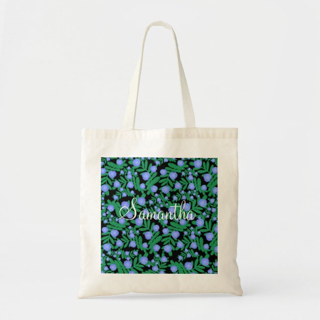 Tote Bag Fleurs Florales Violettes Légères Et Plantes De Fe (Devant)