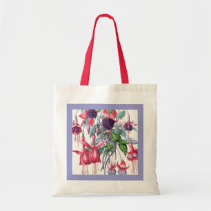 Tote Bag Fleurs Fuchsia à pendage rose et violet