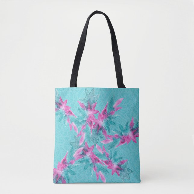 Tote Bag Fleurs hawaïennes Abstraites turquoise modernes (Devant)