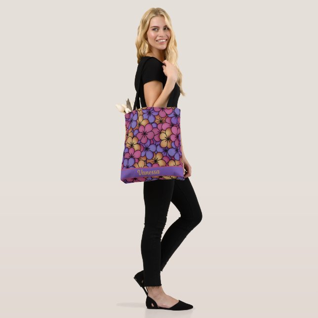 Tote Bag Fleurs Hippie de style rétro Personnalisées (Sur le modèle)