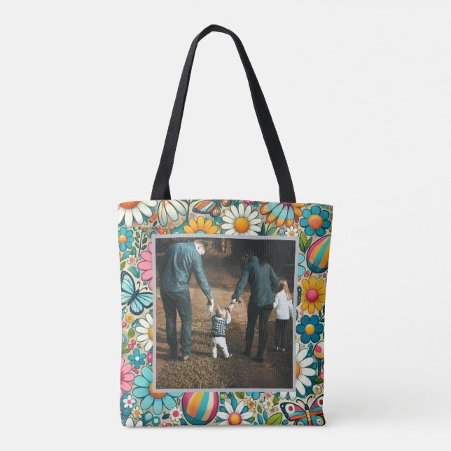 Tote Bag Fleurs Hippies d'Image Personnalisée (Dos)