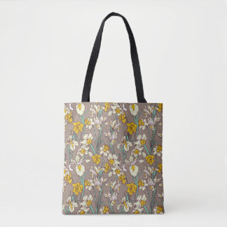 Tote Bag Fleurs Iris Narcissus Vintage sans fil