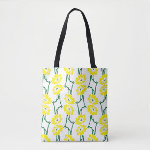 Tote Bag Fleurs Jaunes : Motif sans couture illustré