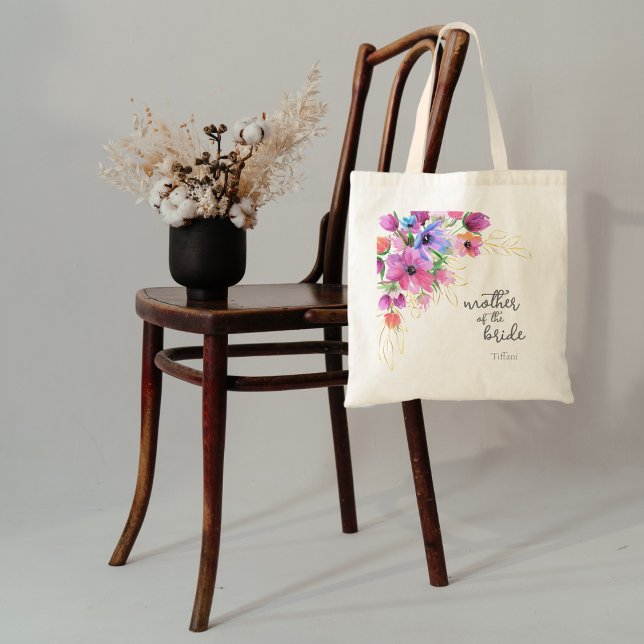 Tote Bag Fleurs lumineuses et Mère d'or de la mariée (Créateur téléchargé)