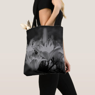 Tote Bag Fleurs Lys En Noir Et Blanc