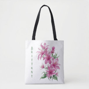 Tote Bag Fleurs Lys Orientales Roses Personnalisées