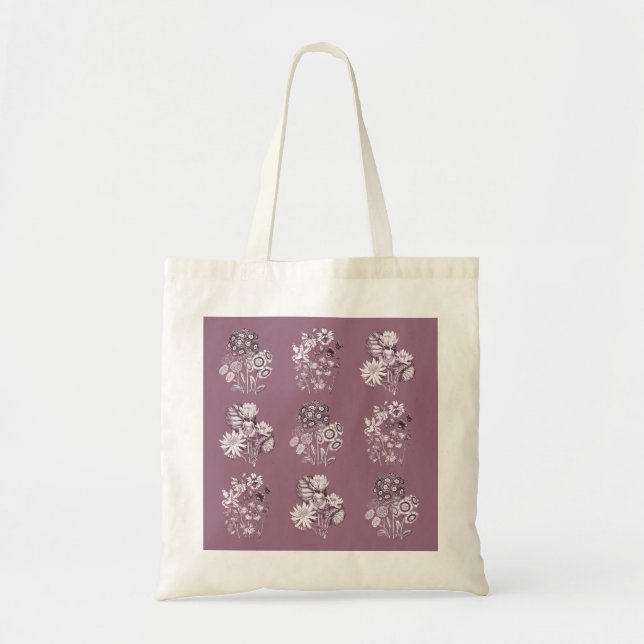 Tote Bag Fleurs monochromes en mauve (Devant)