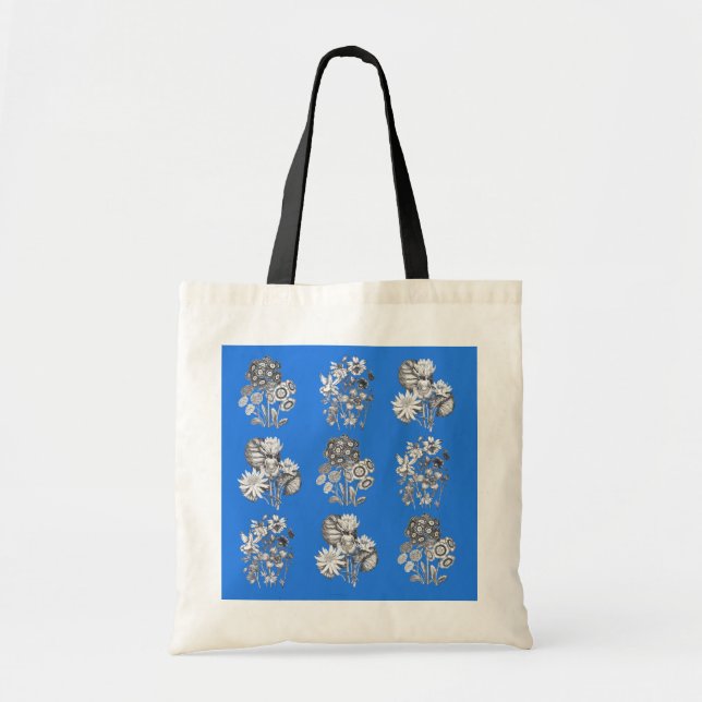 Tote Bag Fleurs monochromes sur arrière - plan bleu électri (Devant)