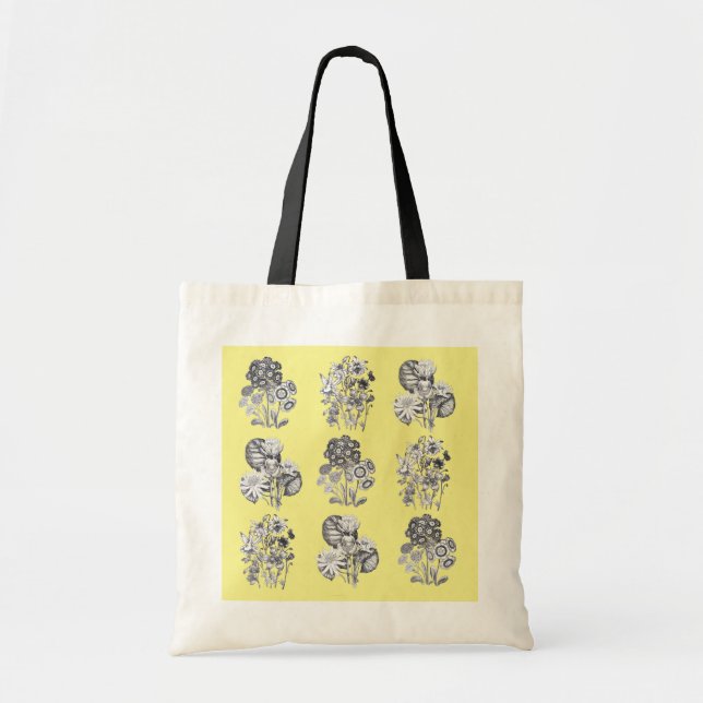 Tote Bag Fleurs monochromes sur arrière - plan jaune (Devant)