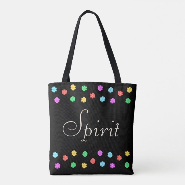 Tote Bag Fleurs multicolores élégantes sur noir (Dos)