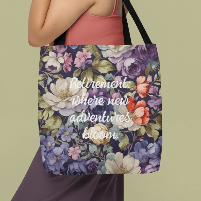 Tote Bag Fleurs mystiques Cadeaux de retraite personnalisés (Mystic Flowers Custom Retirement Gifts for Her Mom)