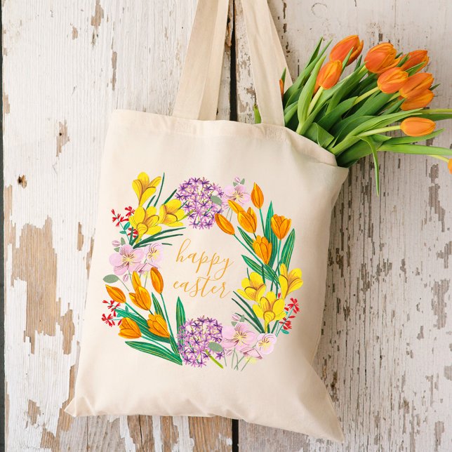 Tote Bag Fleurs printanières jaunes et vertes modernes heur (Créateur téléchargé)