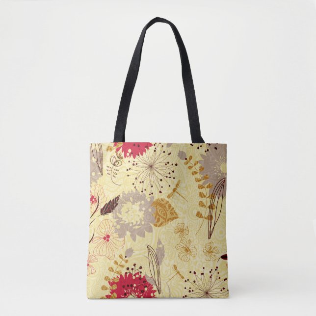 Tote Bag Fleurs rétro Abstraites (Devant)