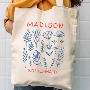 Tote Bag Fleurs Rétro Rustiques Personnalisées pour la Mari