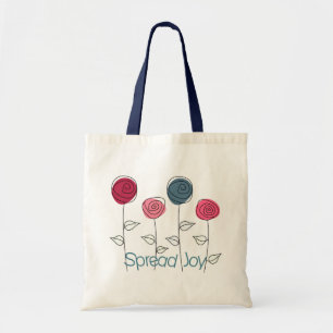 Tote Bag Fleurs roses bleues de diffusion de joie