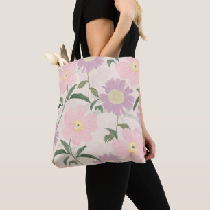 Tote Bag Fleurs roses élégantes Aquarelle Boho Floral