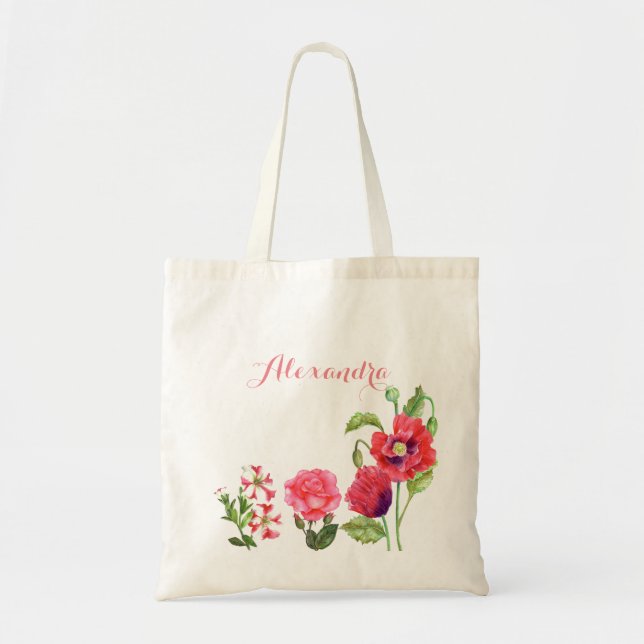 Tote Bag Fleurs roses Personnalisées Art Floral (Devant)