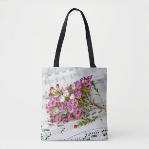 Tote Bag fleurs roses sur la musique