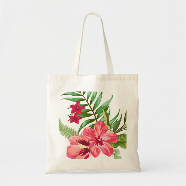 Tote Bag Fleurs Rouge Et Rose (Devant)